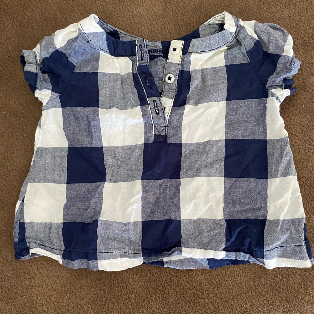 Carter's Navy and White Plaid Button Down Shirt